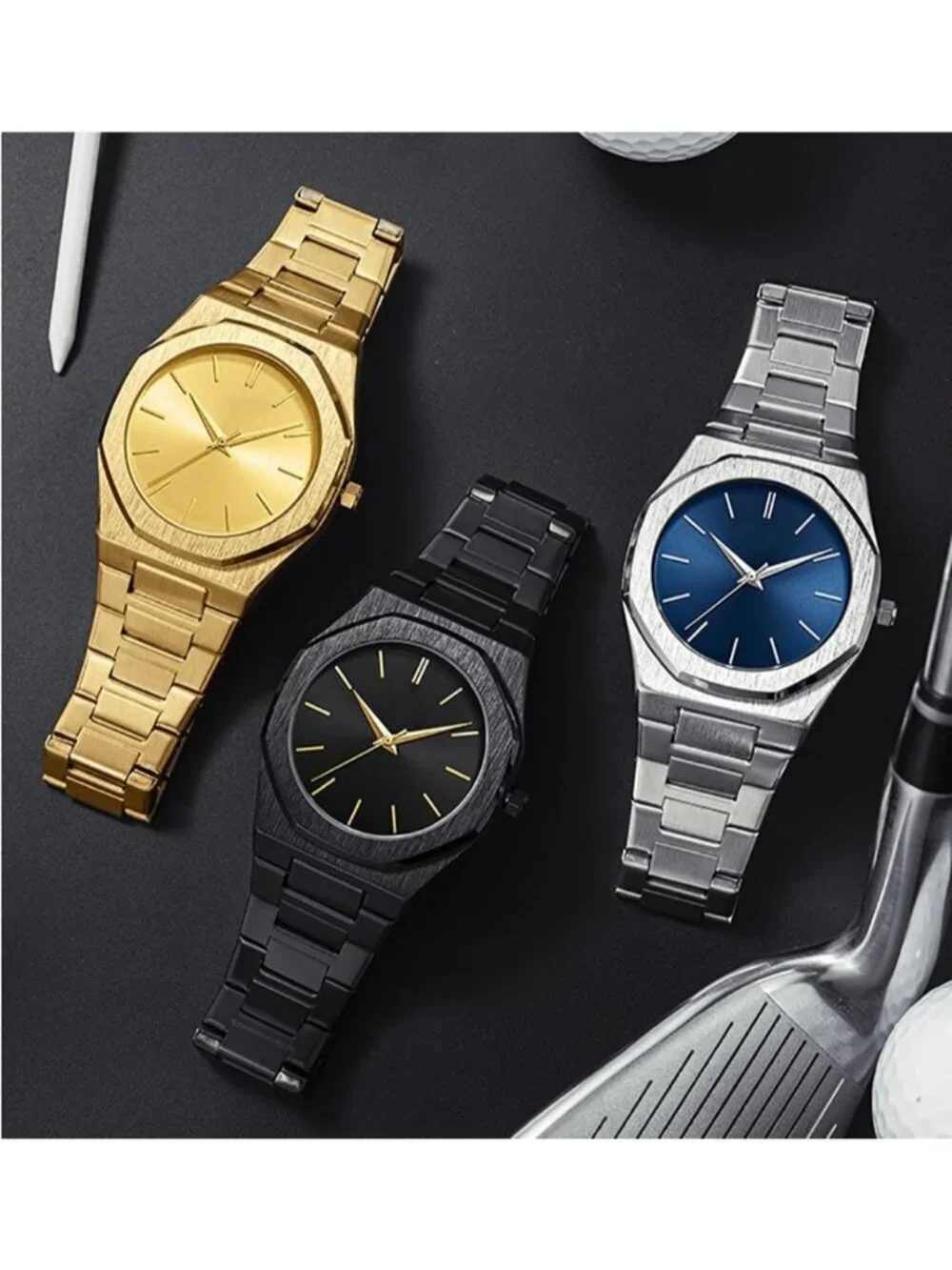 Men's Silver Fashion Analog Stainless Steel Waterproof Classic Dress Wrist Watch